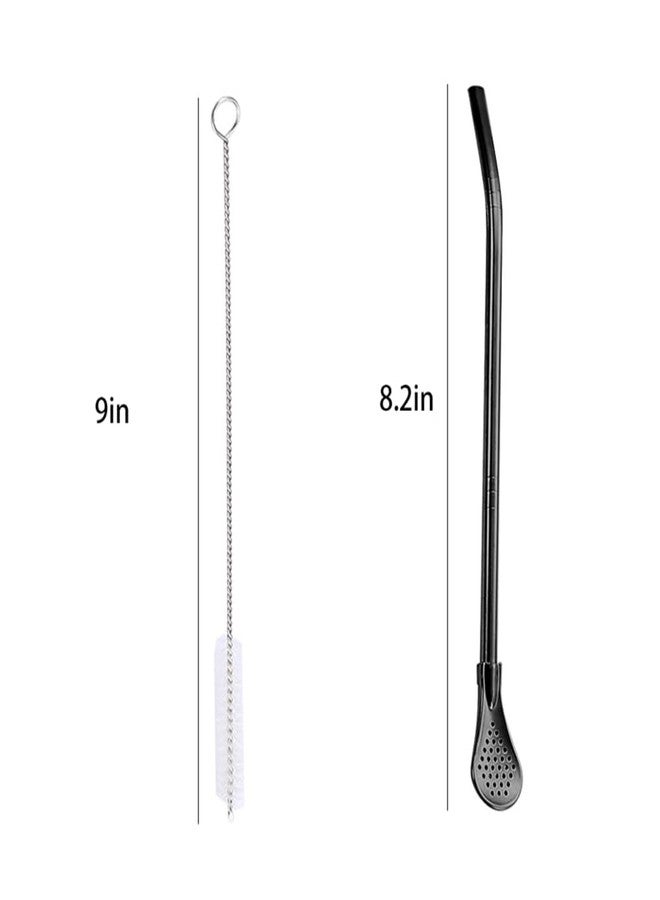 Much Hotter Bombilla Yerba Mate Straws, 5 Pack Reusable Colorful Tea Coffee Cocktail Stainless Steel Straws 8.2 inch Long Spoon Straws，Coffee Stirrer Stick for Iced Tea, Cocktail, with 3 Cleaning Brush - Image 2